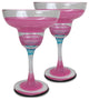 Retro Stripe Pink Margarita Glasses, Set of 2