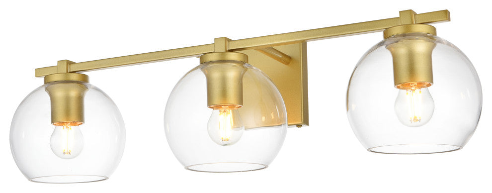 3 Light Brass And Clear Bath Sconce