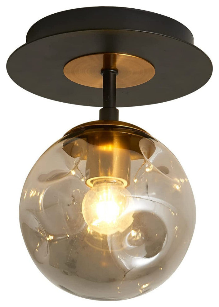 Mini globe glass ceiling light industrial balck semi flush mount ceiling light f