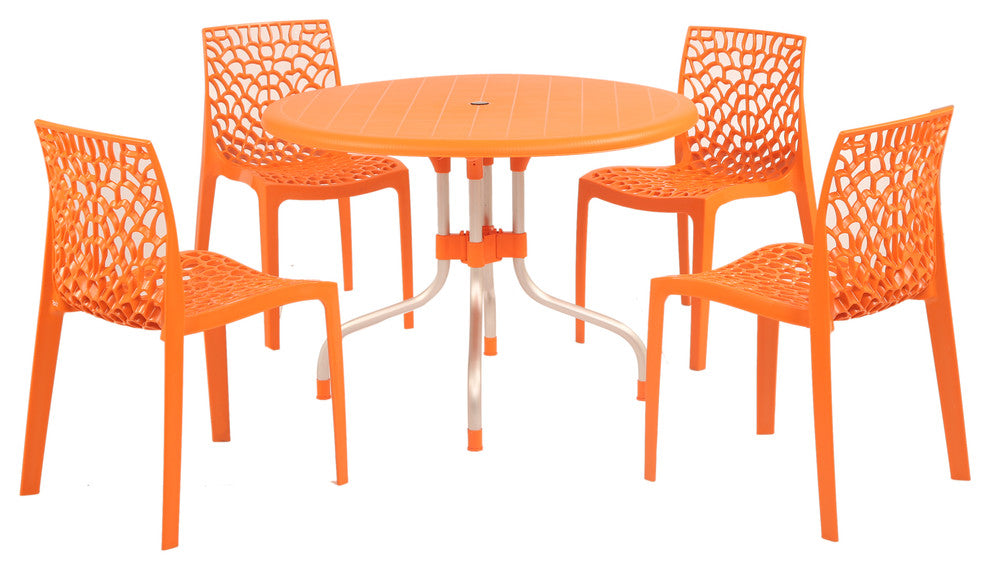 5-Piece Round Delfino Table With Karissa Chair Set