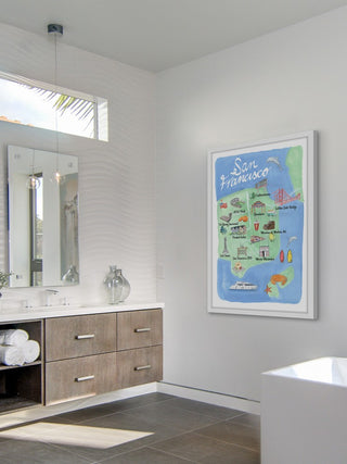 "San Francisco Site Map" Framed Painting Print, 30x45