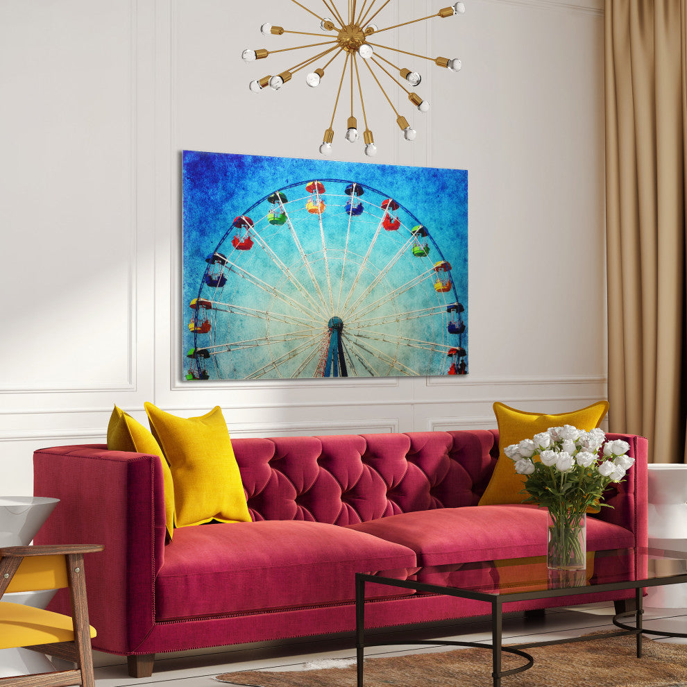 Ferris Wheel Wall Art Tempered Glass Contemporary Artwork 48" x 32"