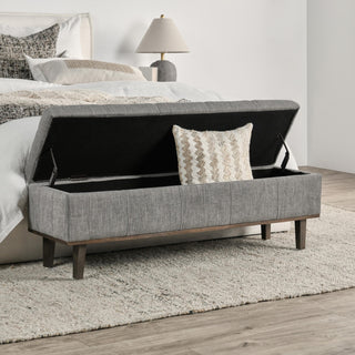 Louise Tufted Storage Bench 54", 17Hx54Wx15D, Gray