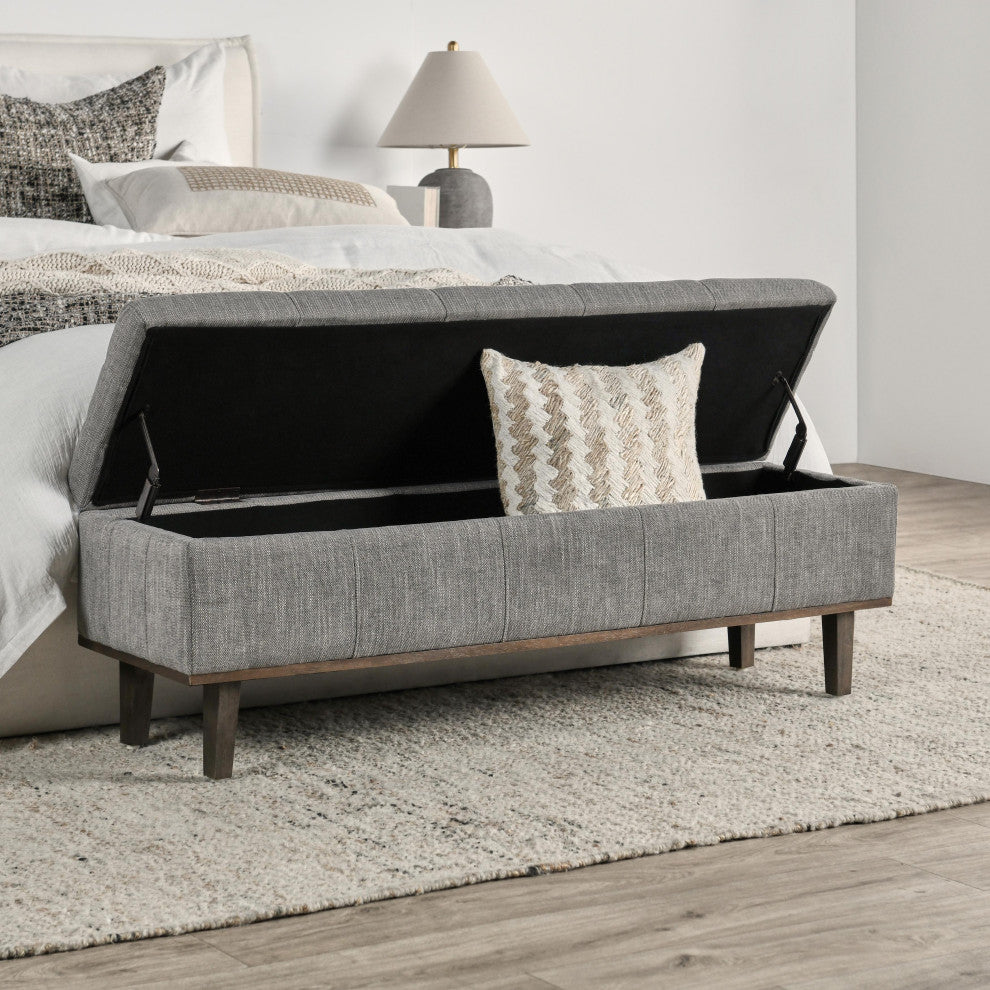 Louise Tufted Storage Bench 54", 17Hx54Wx15D, Gray