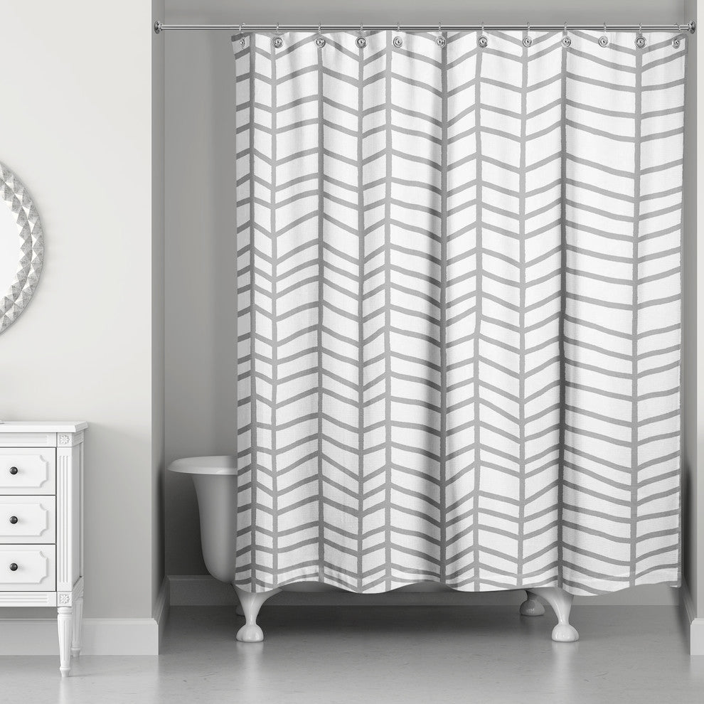 Gray Chevron 71x74 Shower Curtain