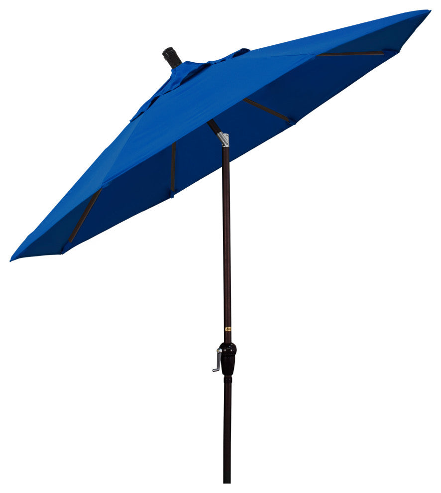 9' Bronze Auto-Tilt Crank Aluminum Umbrella, Pacifica, Pacific Blue