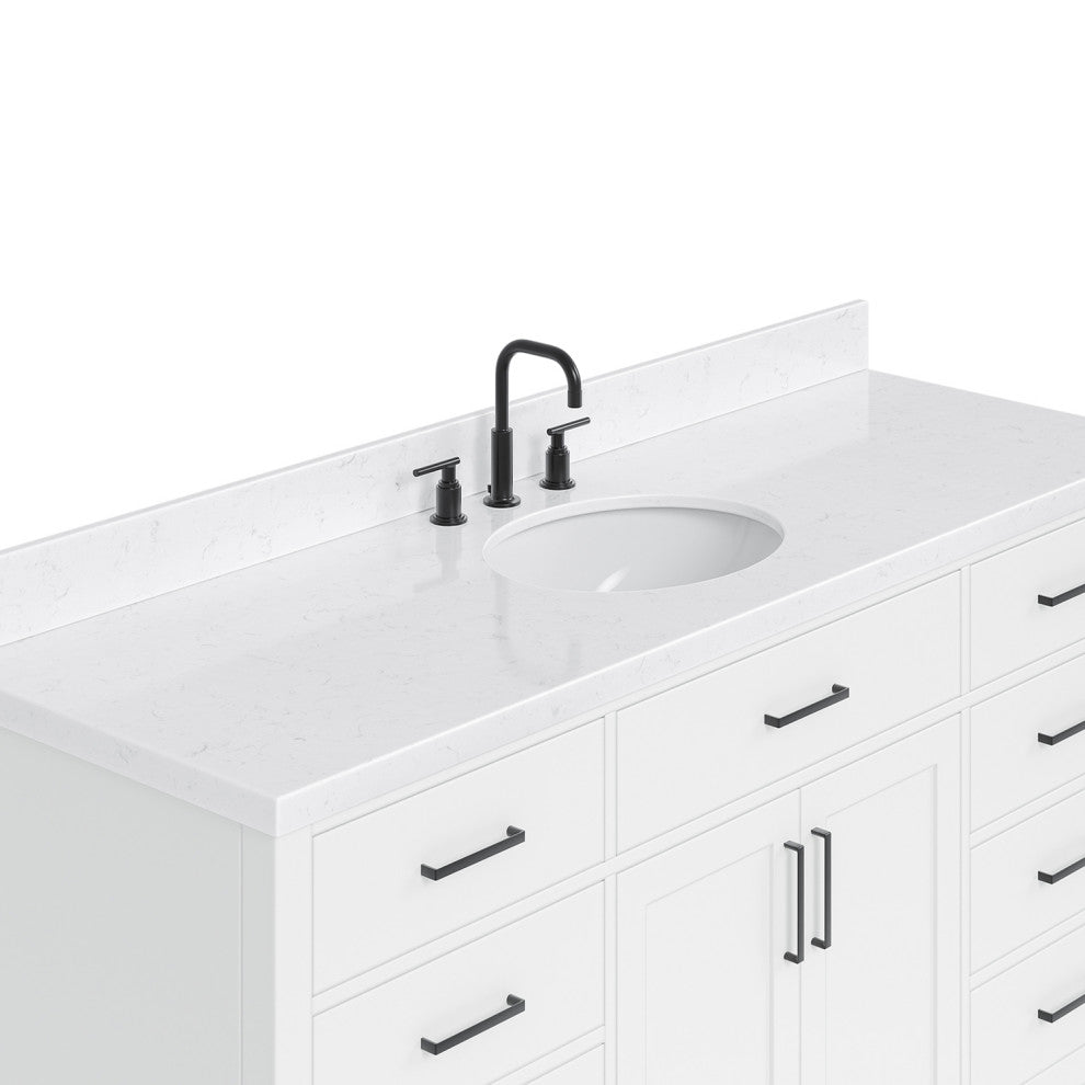Ariel Hepburn 66"  Single Oval Sink Vanity, Carrara Quartz