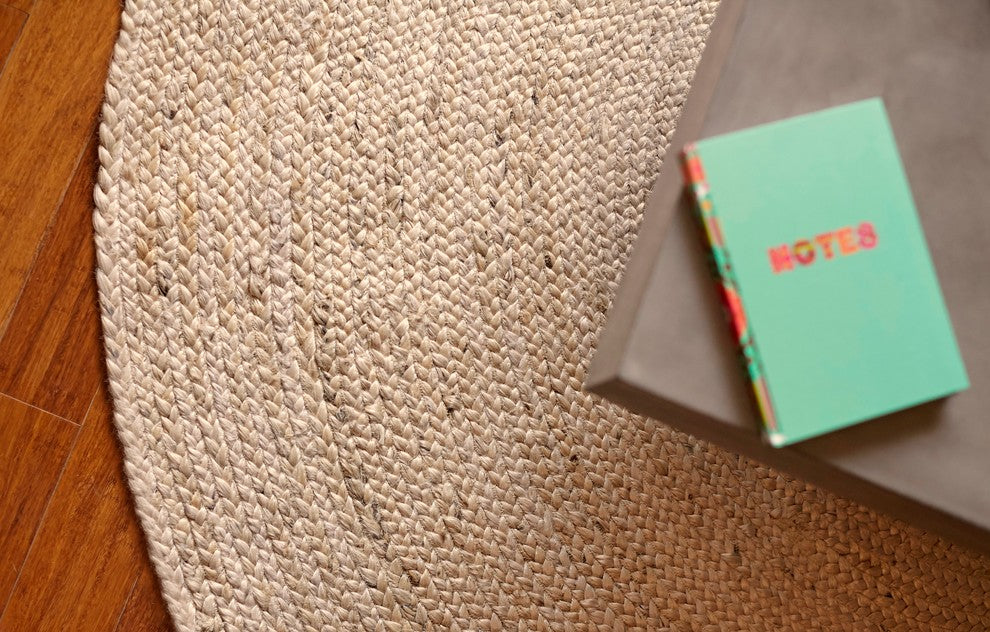 Kerala Jute Area Rug, Ivory, 6' Round