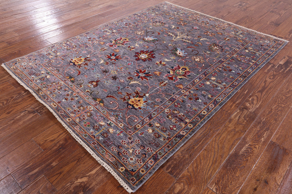5' 1" X 6' 8" Hand Knotted Persian Tabriz Wool Rug Q7565