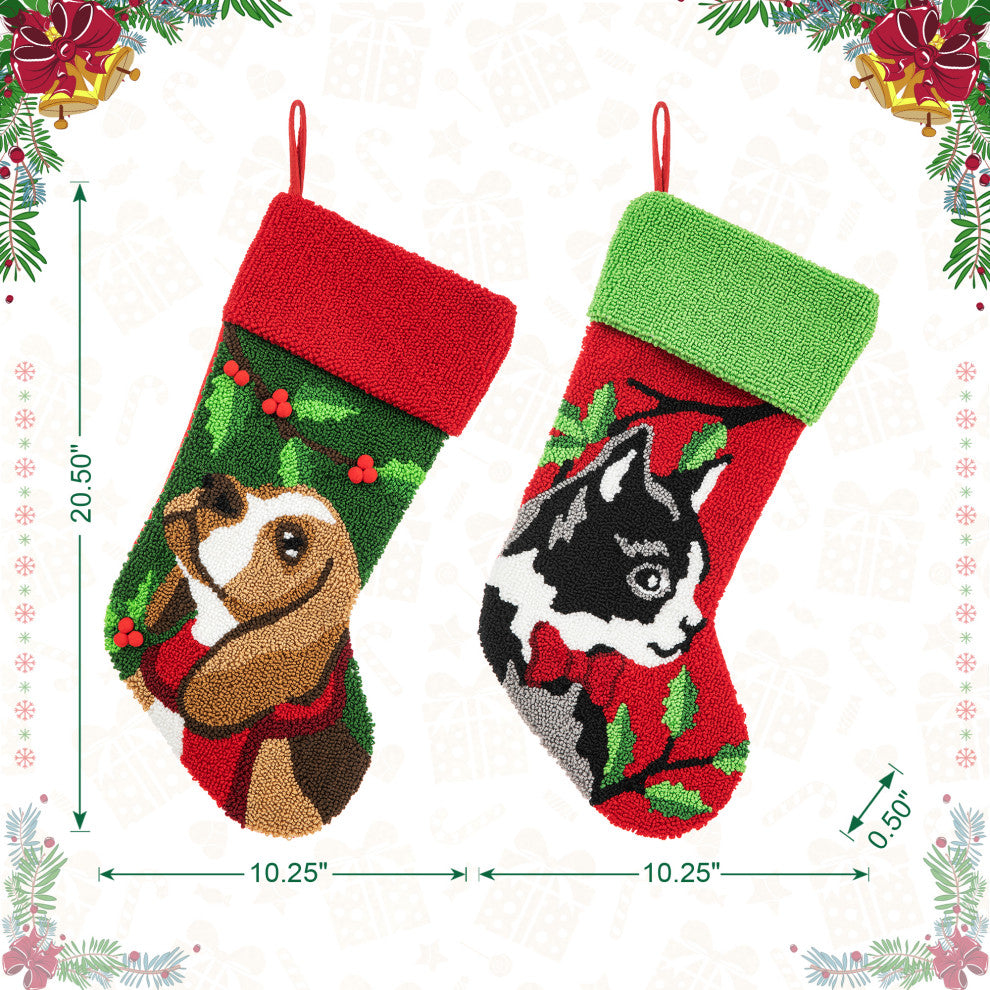 20.5"L Hooked Stocking, Dog & Cat