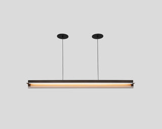 Nubis Linear Pendant, Dark Stained Walnut, Black Canopy, Split Canopy, LED, 3500k