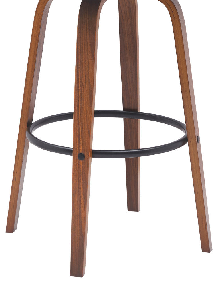 Diana 26" Swivel Walnut Wood Counter Stool, Gray Faux Leather, 30