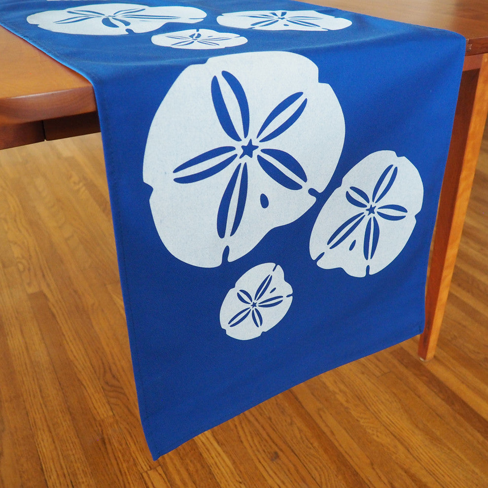 Sand Dollar Eco Coastal Table Runner, 16"x90", Blue