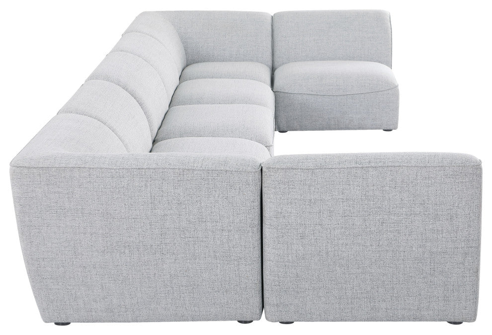 Miramar Linen Textured Fabric  7-Piece Modular U-Shaped Sectional, Grey