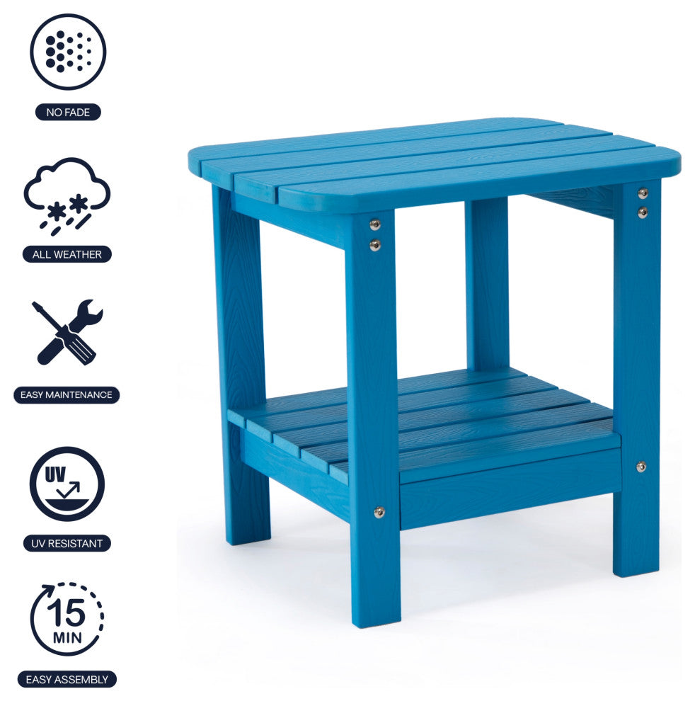 Inspired Home Daylan Outdoor Table, Weather Resistant, Blue