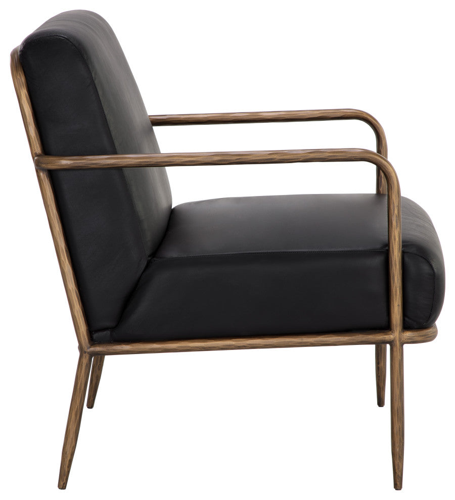 Lathan Lounge Chair, Charcoal Black Leather