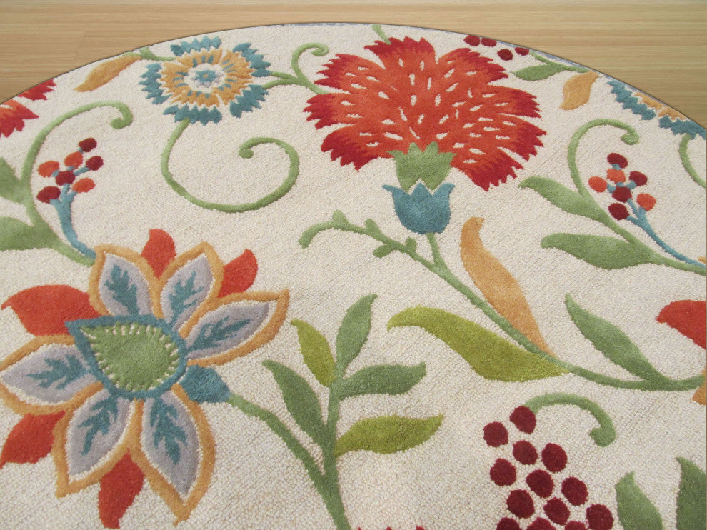 Ivory Transitional Floral Spring Garden Area Rug
