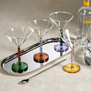 Vireo 4-Piece Martini Glass Set, Teal & Lilac