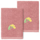 Linum Home Turkish Cotton Daisy 2-Piece Embellished Washcloth Set, Tea Rose