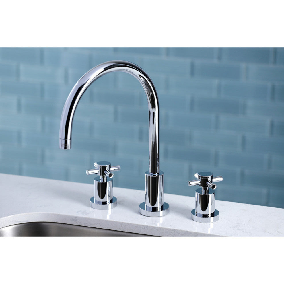 Kingston Brass Widespread Kitchen Faucet, Polished Chrome