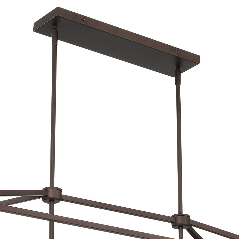 6 Light Kitchen Island Linear Pendant Chandelier, Oil Rubbed Bronze