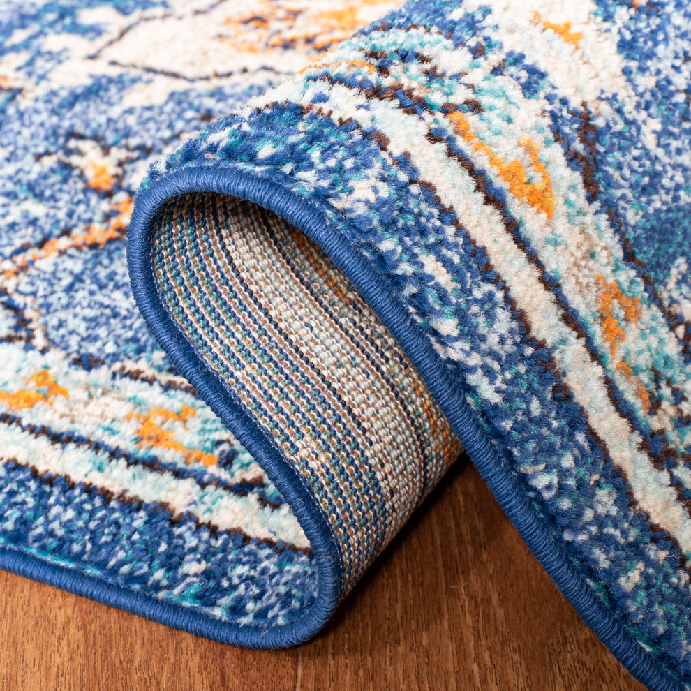 Safavieh Madison Mad473M Traditional Rug, Blue and Light Blue, 2'2"x20'0" Runner