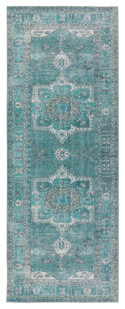 Kate Lester + Jaipur Living Tamara Medallion Teal/ Green Area Rug 2'X3'