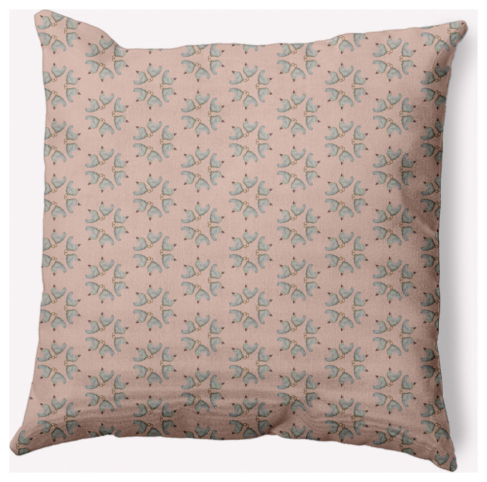 Chickens-go-round Easter Decorative Throw Pillow, Sunwashed Red, 26x26"
