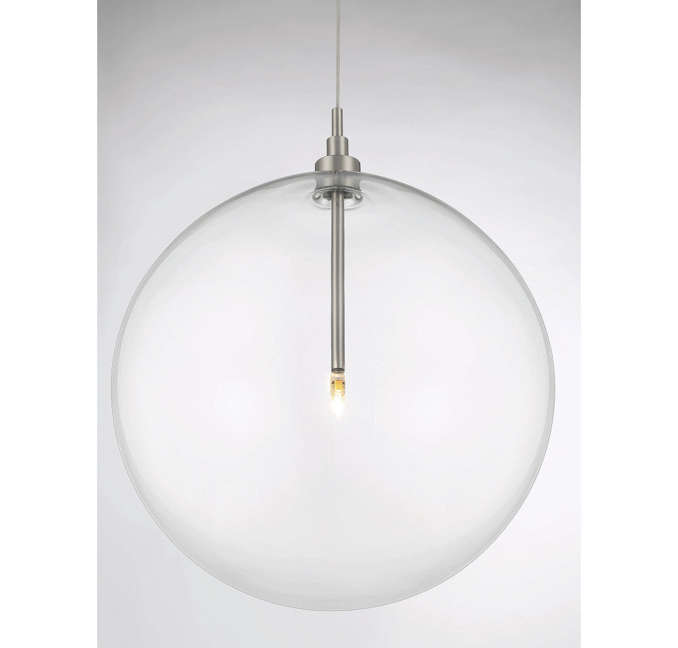 1-Light Pendant in Natural Brass, Brushed Nickel