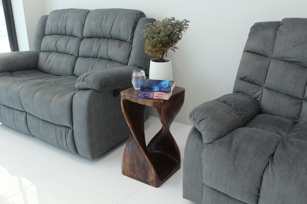 HaussmannÂ® Original Wood Twist Stool 12 X 12 X 23 In High Mocha Oil