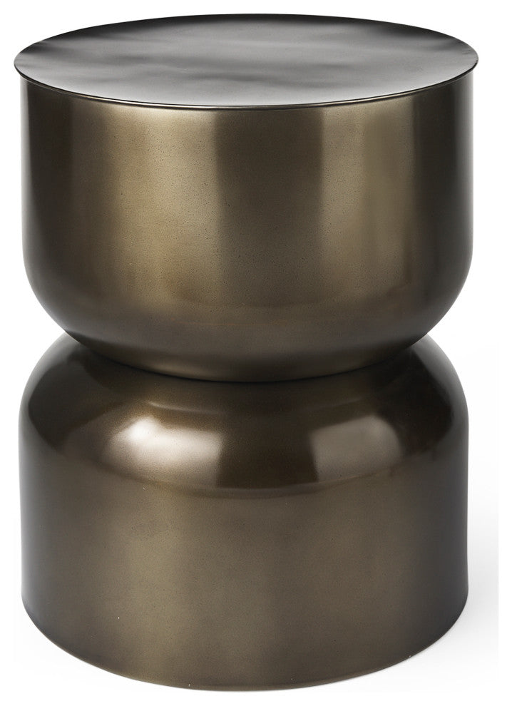 Catriona Dark Gold Metal Round Hourglass-Shaped Accent Table