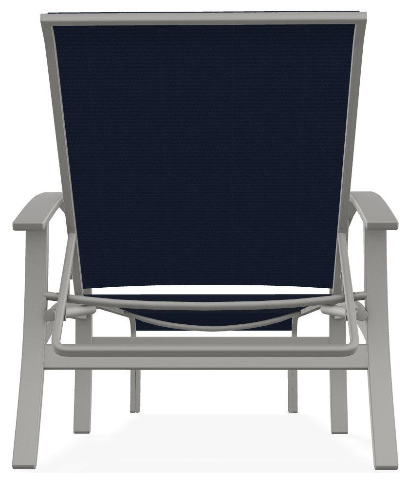 Belle Isle Sling 4-Position Outdoor Chaise Lounge, Navy/Snow