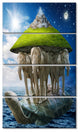 Giant Turtle Carrying Elephants, Abstract Canvas Art Print, 28"x48", 4 Panels