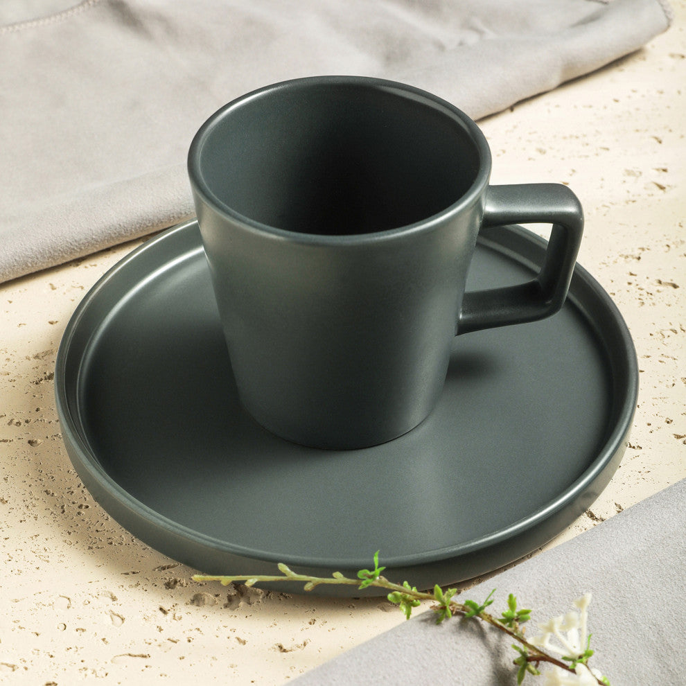 Stone Lain Celina Stoneware 16 Piece Dinnerware Set, Gray Matte