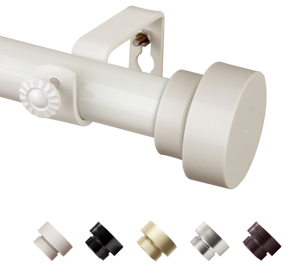 Bonnet 1" Curtain Rod, White, 120-170"