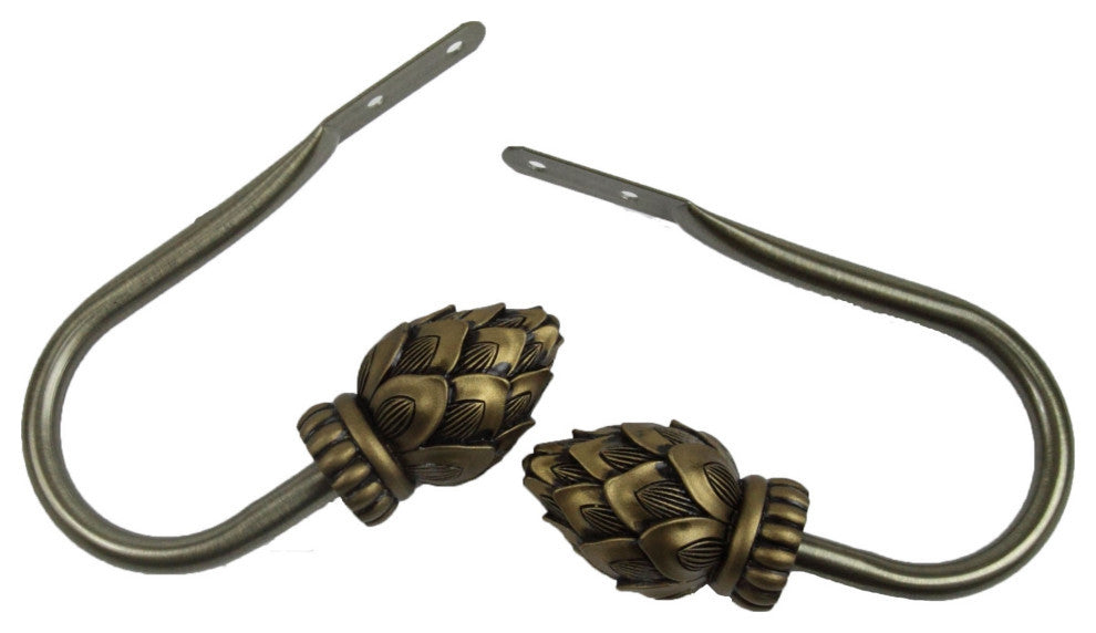 Tilia Holdback Pair, Antique Brass