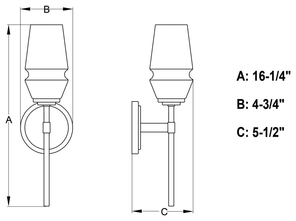 Vaxcel Lighting W0391 Warren 16" Tall Bathroom Sconce - Matte Black / Brushed