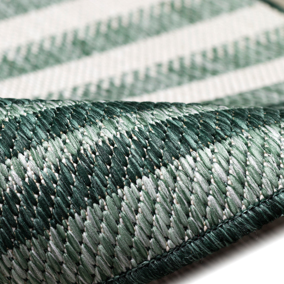 Malibu Faded Stripe Indoor/Outdoor Rug, Green, 1'11"x4'11" Runner