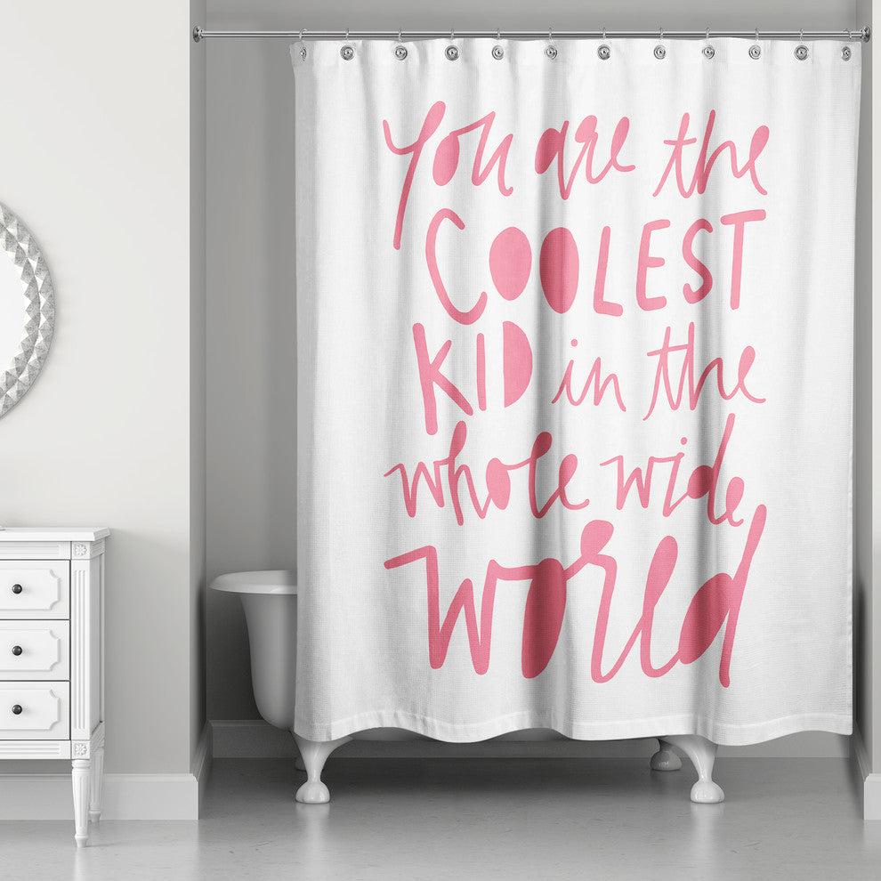 Coolest Kid Pink Text 71x74 Shower Curtain