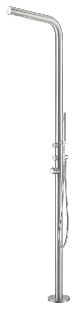 PULSAR 05 Outdoor Shower 316 Stainless Steel with Hand Shower, Brushed Stainless
