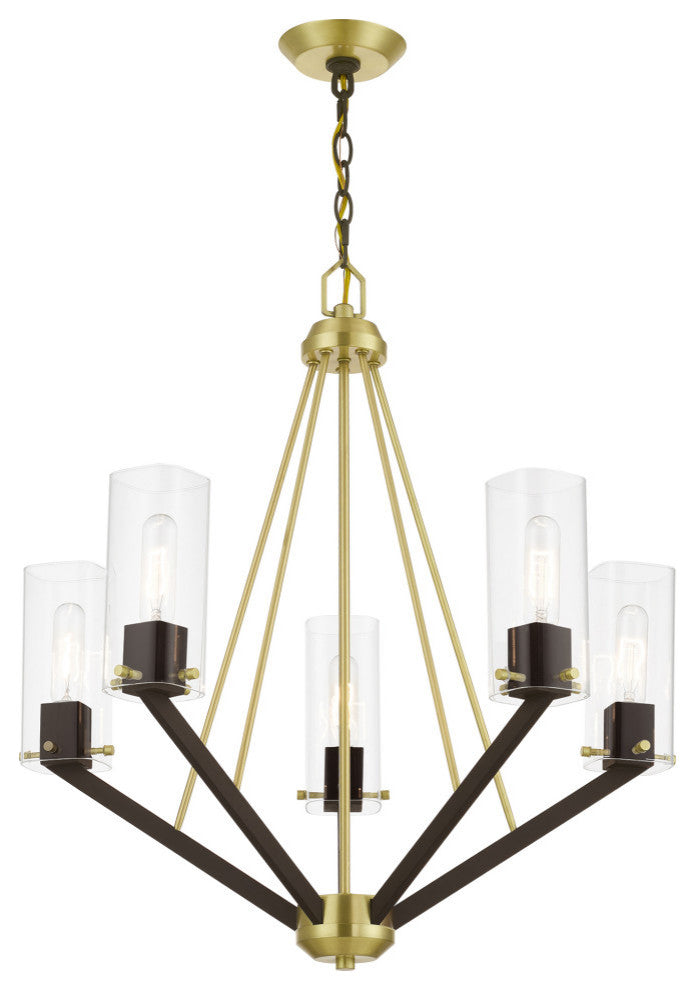 Beckett 5 Light Satin Brass & Bronze Chandelier