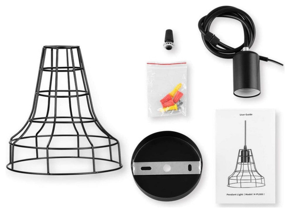 Black Industrial Pendant Light Cage Hanging Light