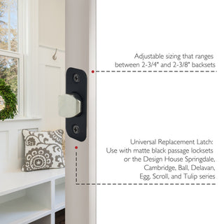 Design House 779314 2-Way Adjustable Round Corner Passage Latch - Matte Black