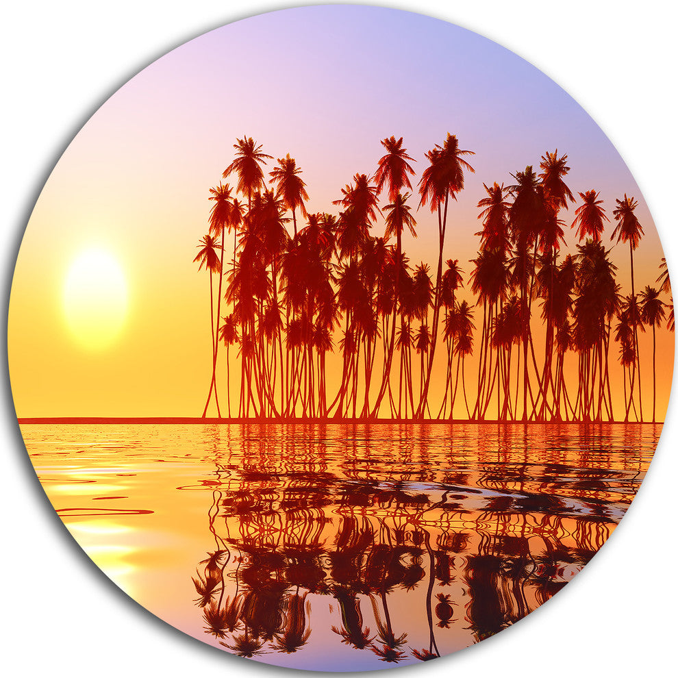 Beautiful Row Of Coconut Palms On Beach, Seascape Disc Artwork, 38"