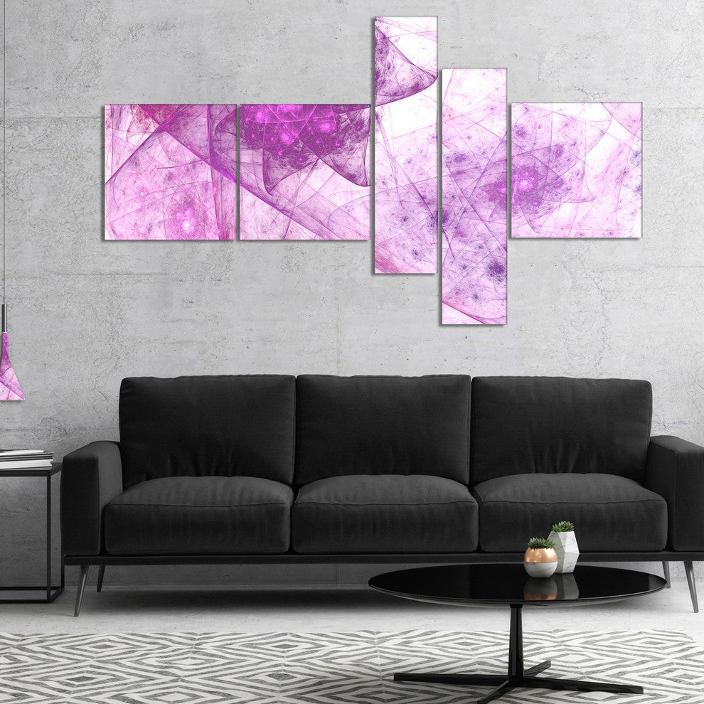 Light Purple Rotating Polyhedron, Abstract Canvas Wall Art, 60"x32", 5 panels