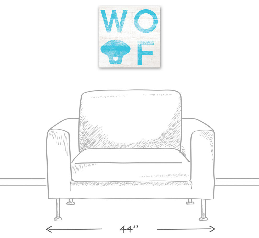 Designs Direct Creative Group Woof Distressed Blue 16x16 Canvas Wall Art