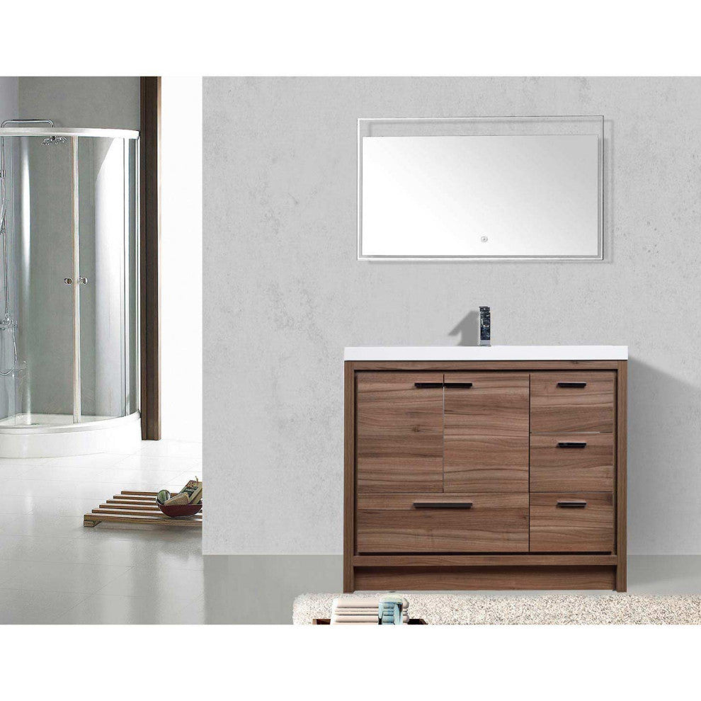ConceptBaths Enna 42" Modern Bath Vanity, Walnut