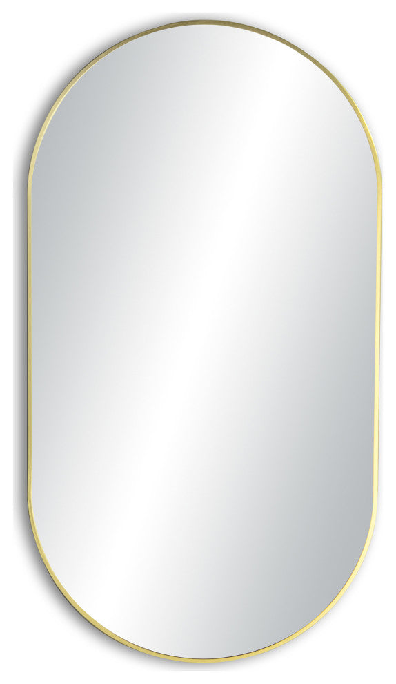 Metal Frame Shatterproof Wall Mount Mirror, FM4, Brushed Gold, 24"x44"