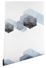 Deny Designs Emanuela Carratoni Marble Geometry Wallpaper, Blue, 2'x10'