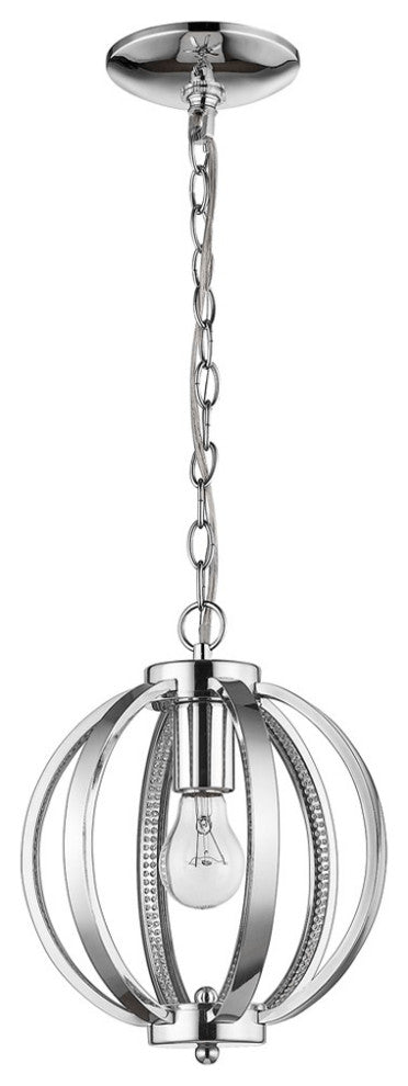 Nevaeh 1-Light Chrome Globe Pendant With Crystal Accents